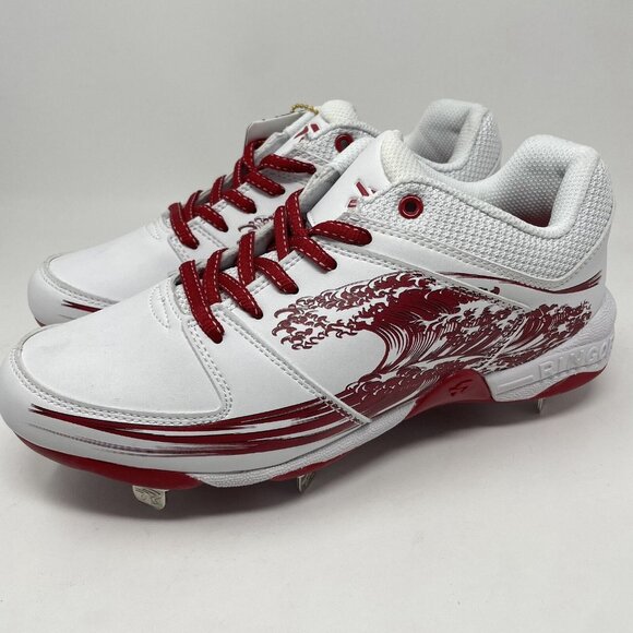 Ringor Flite Spikes Softball Metal‎ Cleats Womens 8.5 Rising Tide White Red New - Picture 1 of 9
